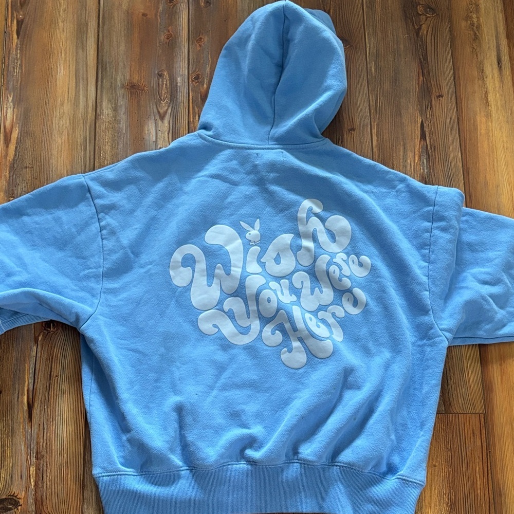 PLAYBOY Light Blue Hoodie Small - Picture 7 of 7